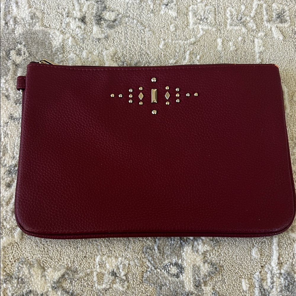 Thirty-One Maroon Clutch with Gold Accents
